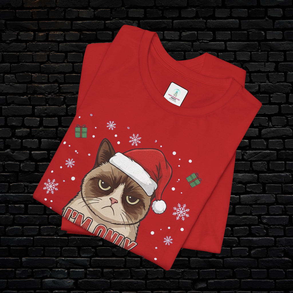 Grumpy Cat Christmas Tee — "I'm Only Here for the Presents"