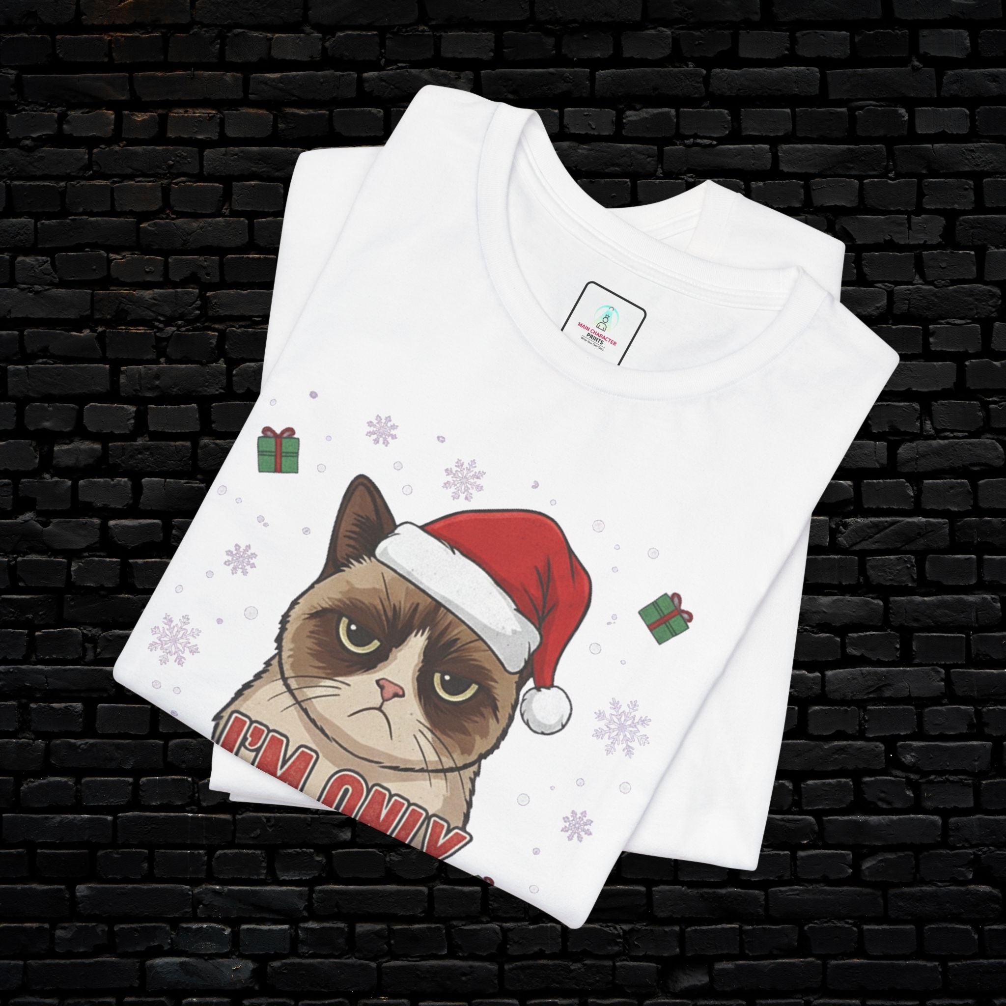 Grumpy Cat Christmas Tee — "I'm Only Here for the Presents"
